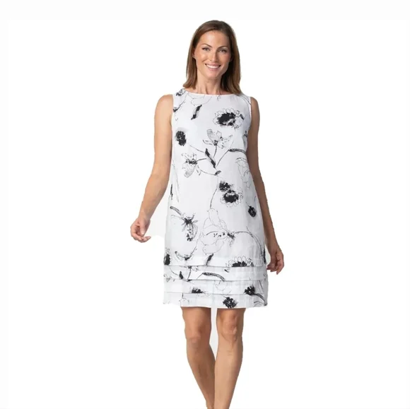 Habitat Linen Blend White Black Dress NWT Size XL